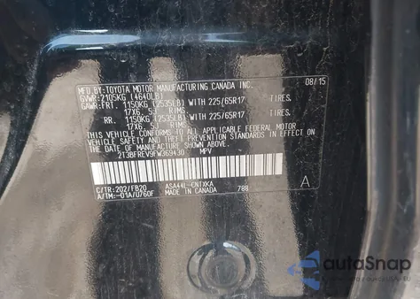 2015 Toyota Rav4 Le from USA, damaged, VIN 2T3BFREV9FW369430